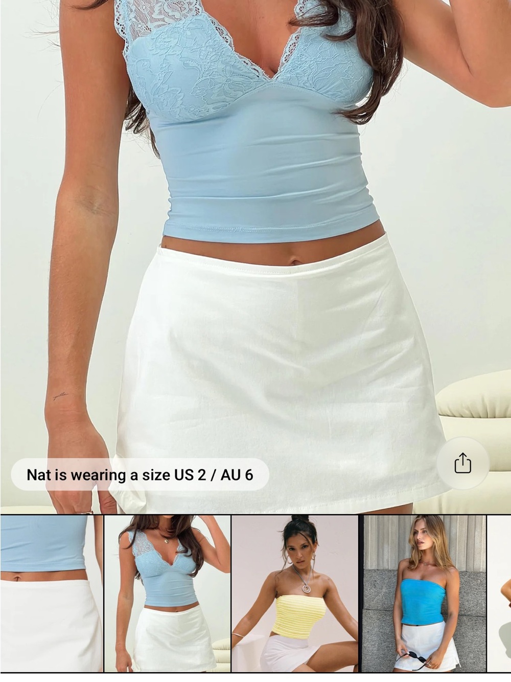 Princess Polly White Crop Tank Top with Tag